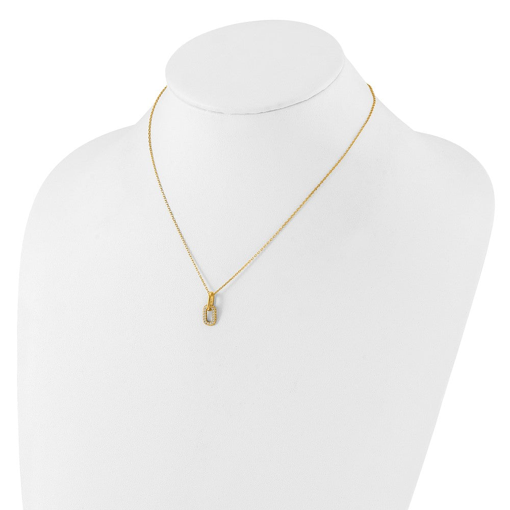 Sterling Silver Gold-tone with Micro Pave CZ 16in w/2in ext Necklace
