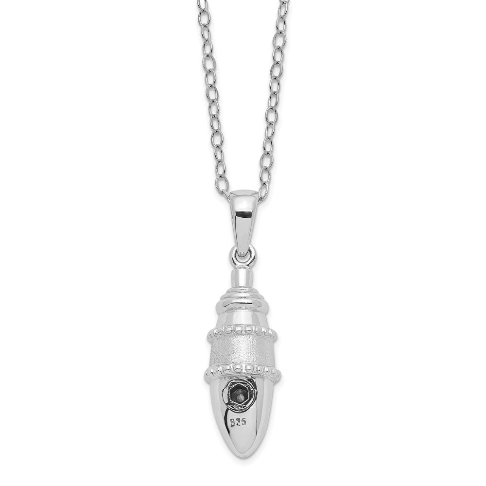 Sentimental Expressions Sterling Silver Rhodium-plated Beaded Bulb Shaped Ash Holder 18 Inch Necklace 18 Inches