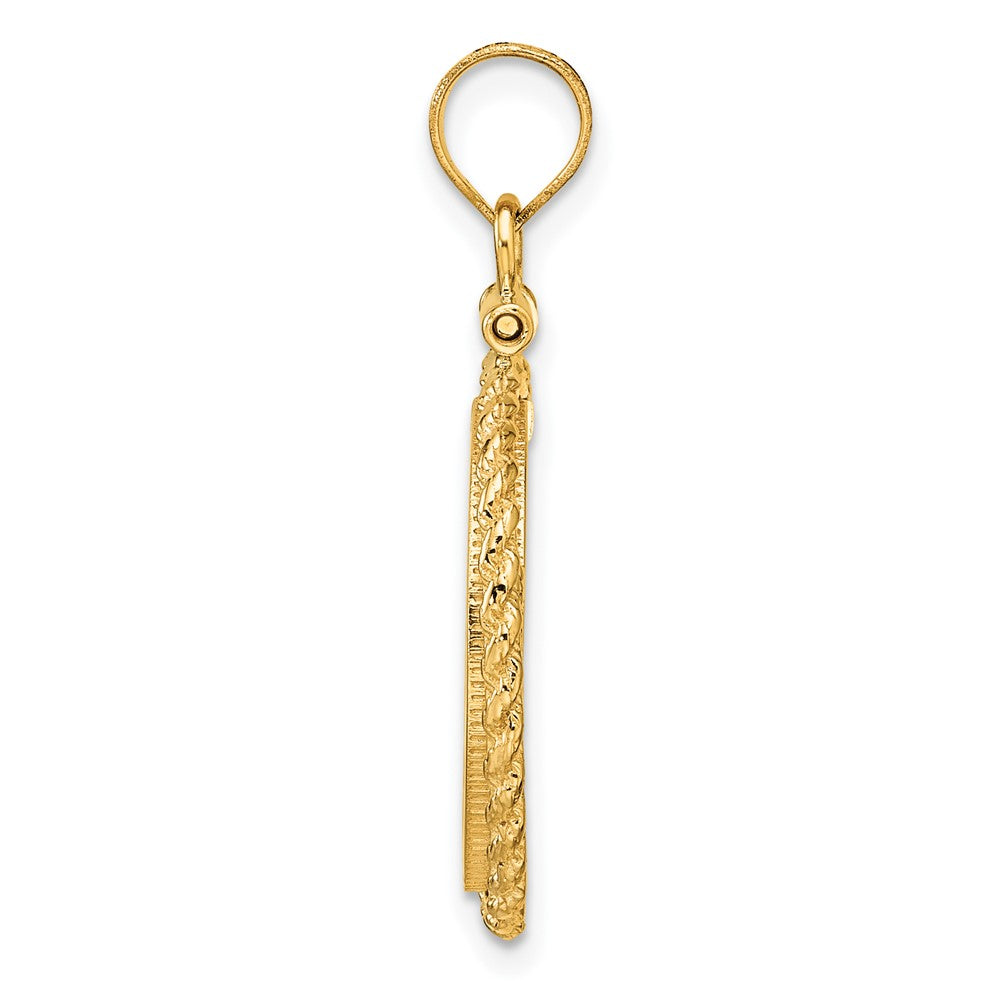 Wideband Distinguished Coin Jewelry 10k Polished Casted Rope 16.5mm x 1.35mm Screw Top Coin Bezel Pendant