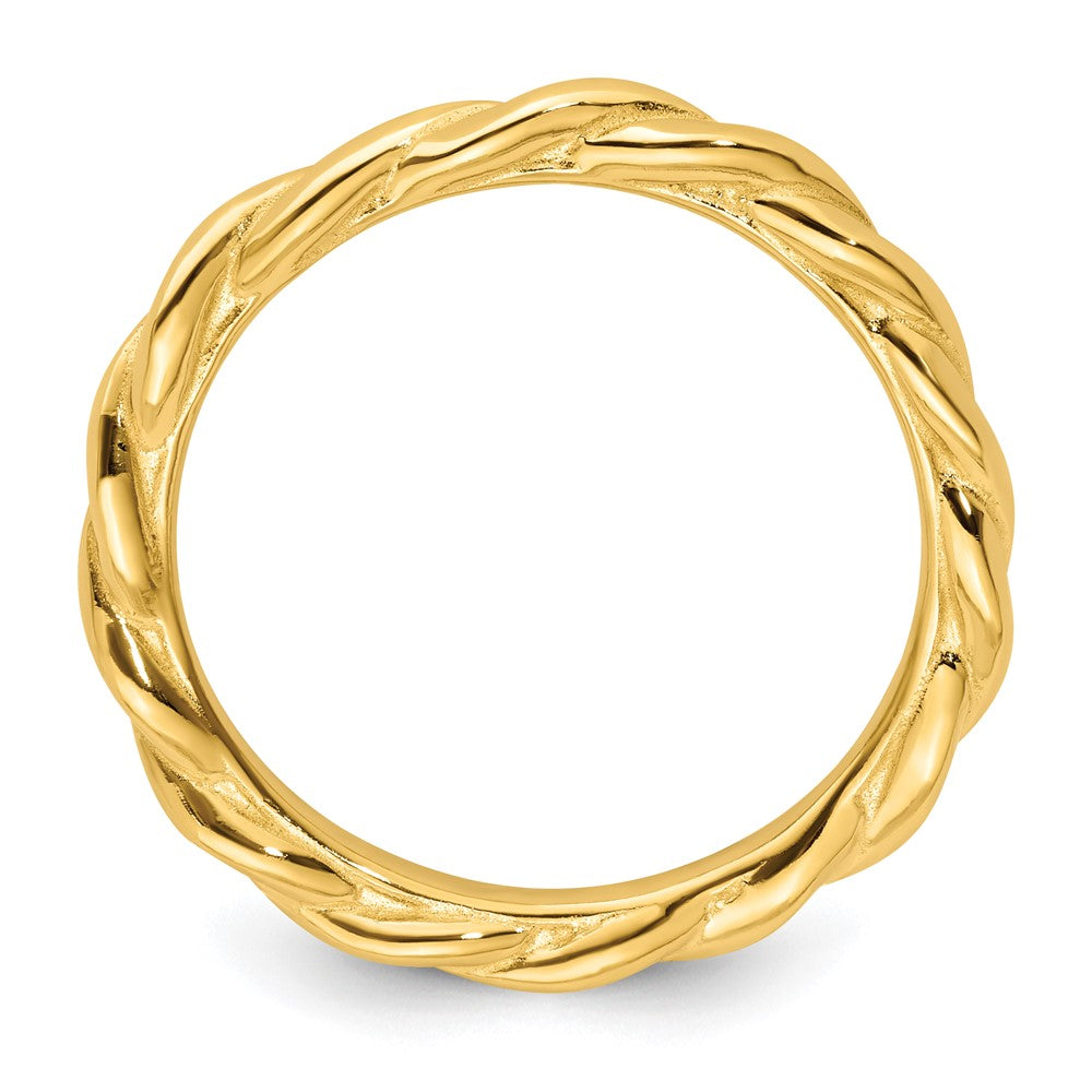 Sterling Silver Stackable Expressions Yellow-plated Twist Ring Size -10