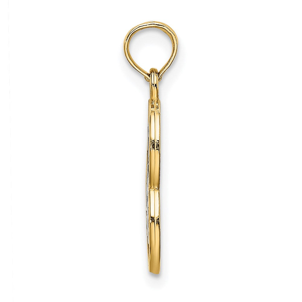 14k and Rhodium LIVE LOVE LAUGH In Heart Charm