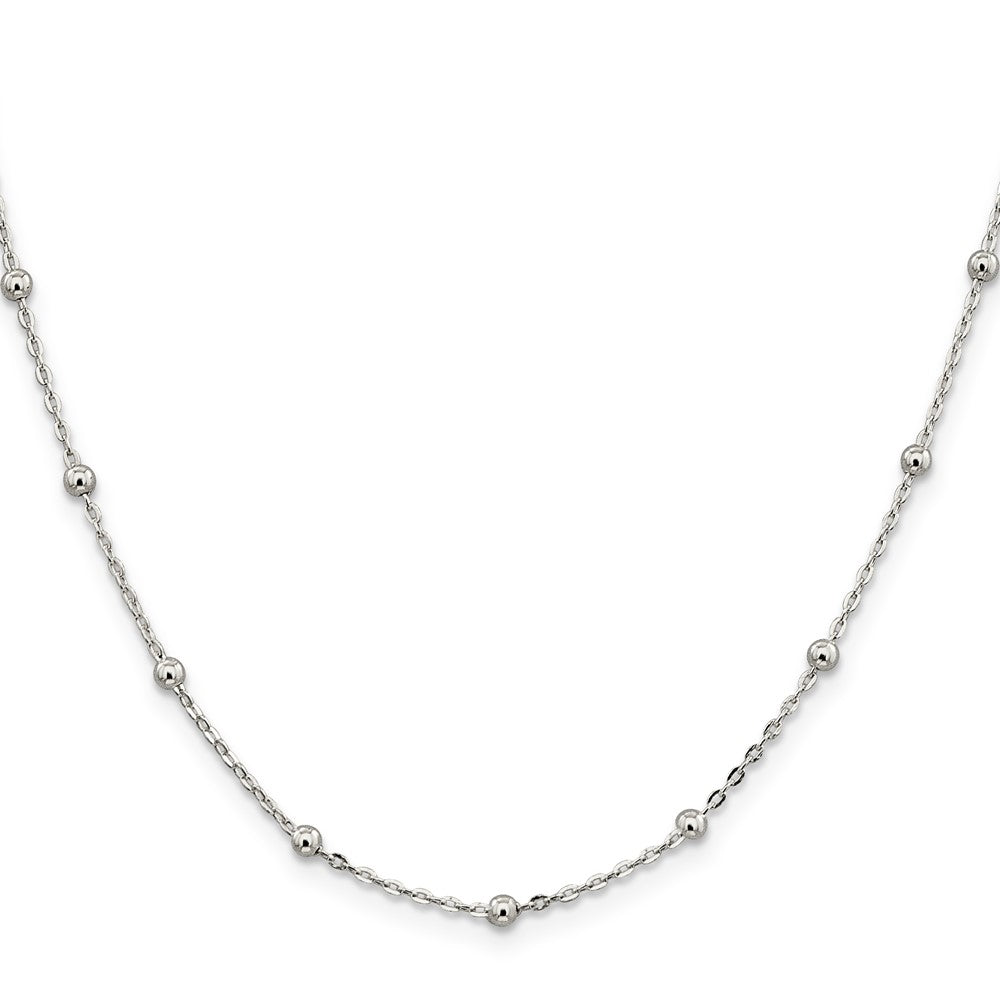Sterling Silver 1.3mm Fancy Beaded Chain 16 Inches