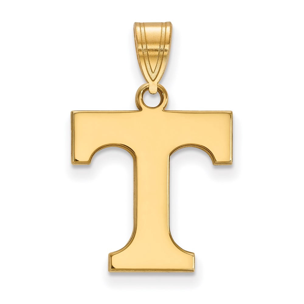Sterling Silver Gold-plated LogoArt University of Tennessee Letter T Medium Pendant Q-GP003UTN