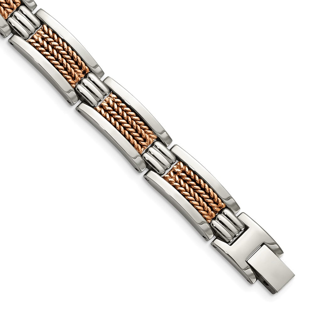 Stainless Steel Polished Rose IP-plated 8.5in Bracelet 8.5 inches