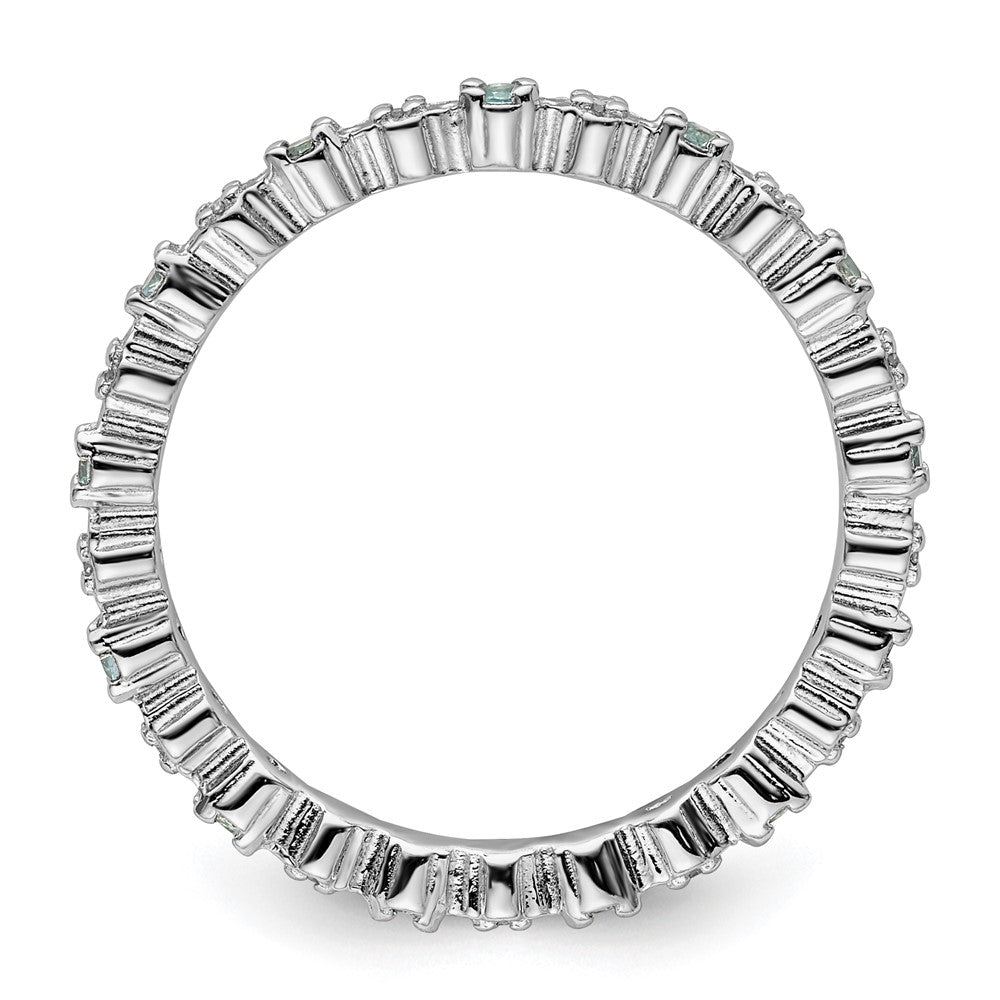 Sterling Silver Stackable Expressions Blue Topaz & Diamond Ring Size -8