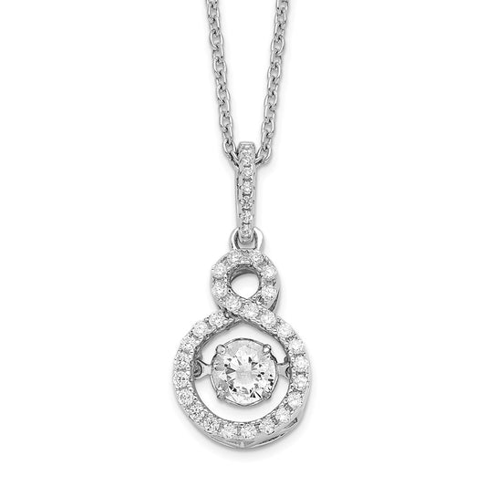 Brilliant Embers Sterling Silver Rhodium-plated 34 Stone with Moving Center Vibrant CZ and Micro Pav‚ CZ Infinity Necklace with 2 Inch Extender 18 Inches