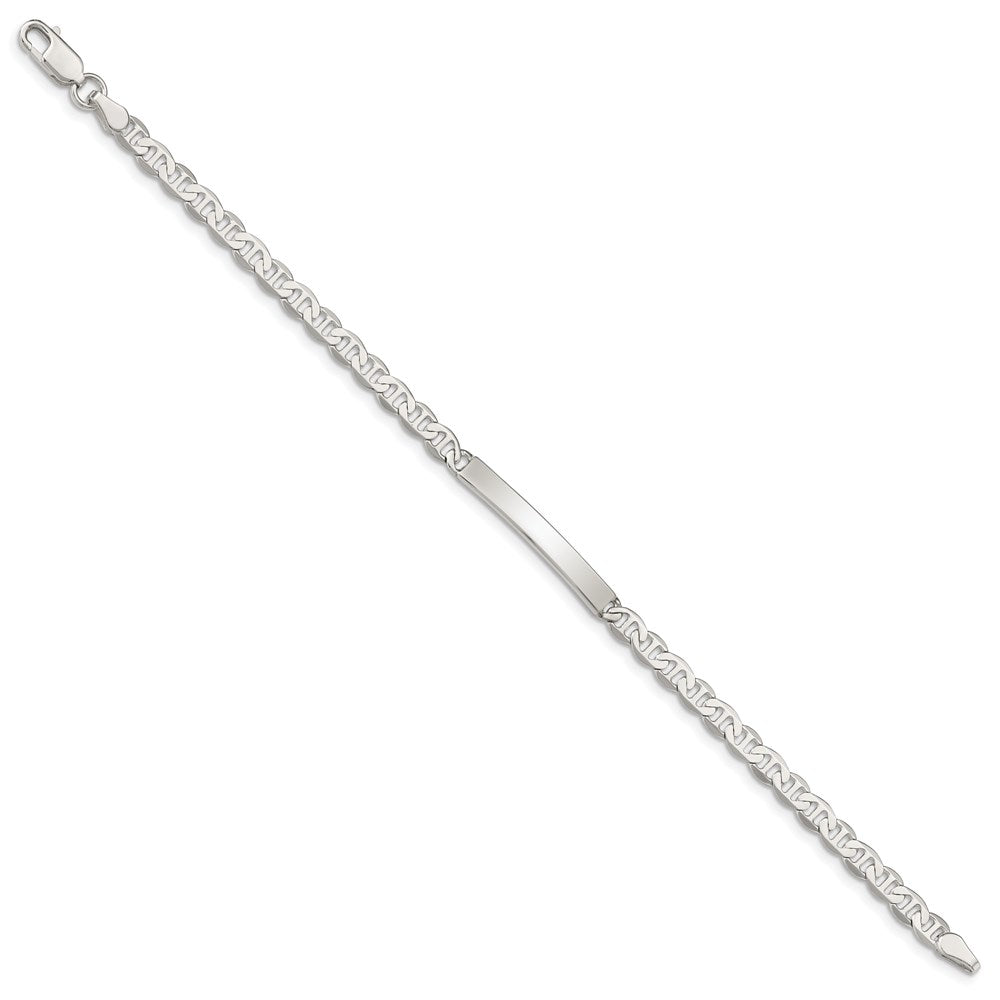 Sterling Silver 8inch Polished Engraveable Anchor Link ID Bracelet 8 inches
