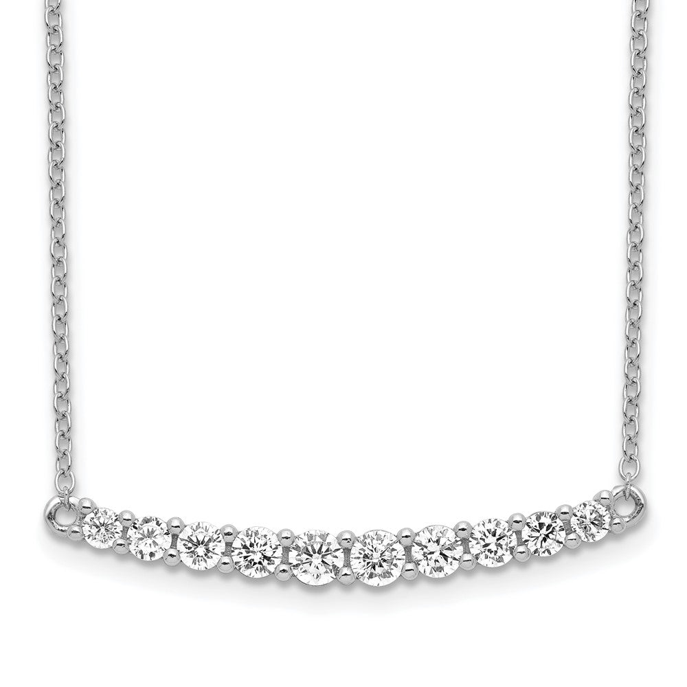 Sterling Silver Rhodium-plated CZ Bar w/ 2in ext. Necklace 16 Inches