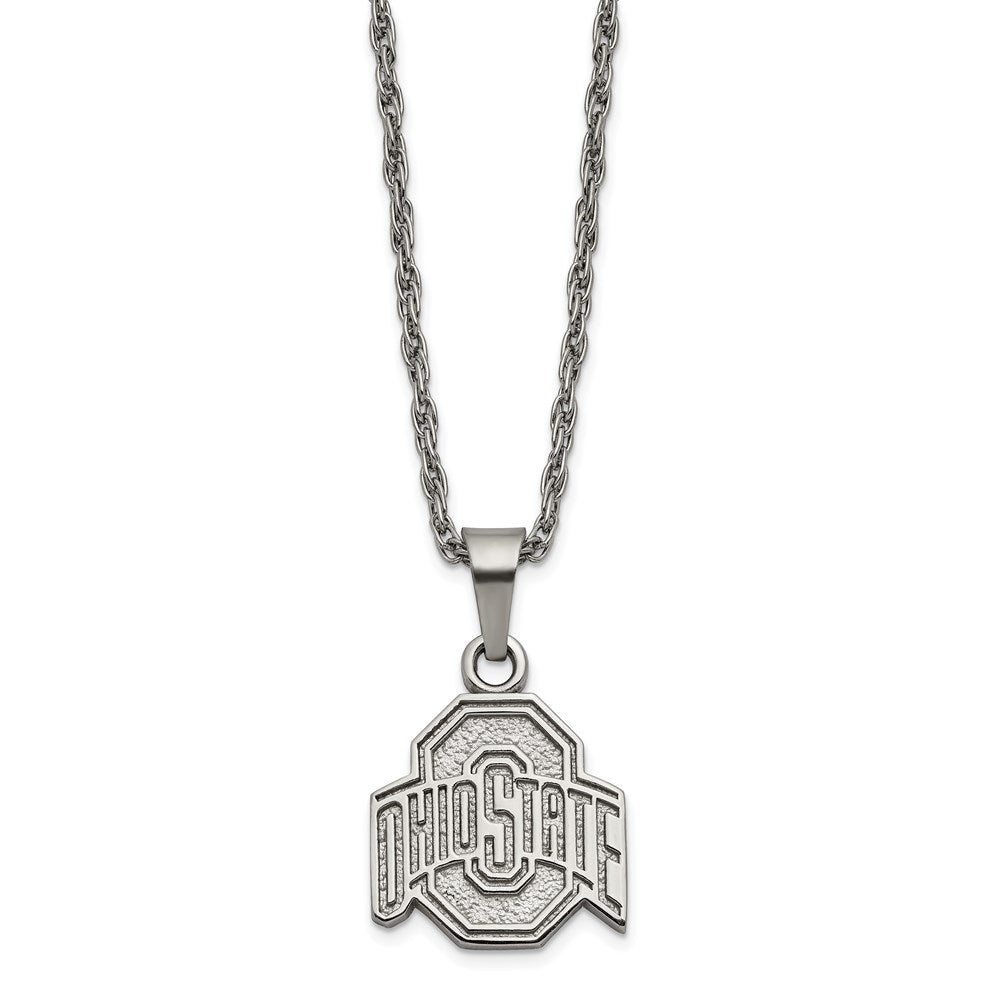 Stainless Steel LogoArt The Ohio State University Pendant 18 inch Necklace with 2 inch Extender QST516OSU