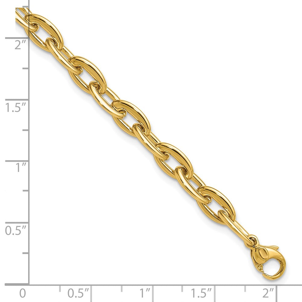 14K Polished Fancy 5.5mm Oval Link Bracelet 7.5  inches