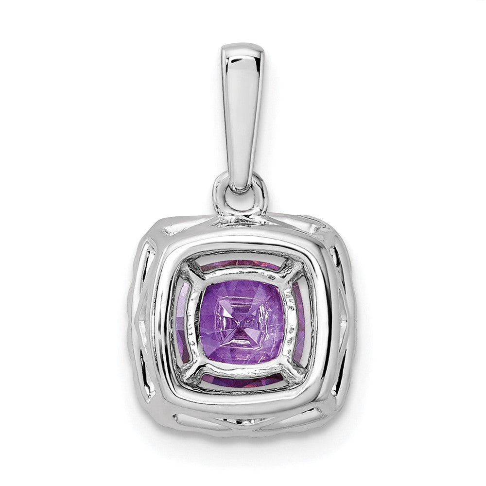 14k White Gold 1/4 carat Lab Grown Diamond VS/SI+ G+ February Birthstone Amethyst Halo Pendant