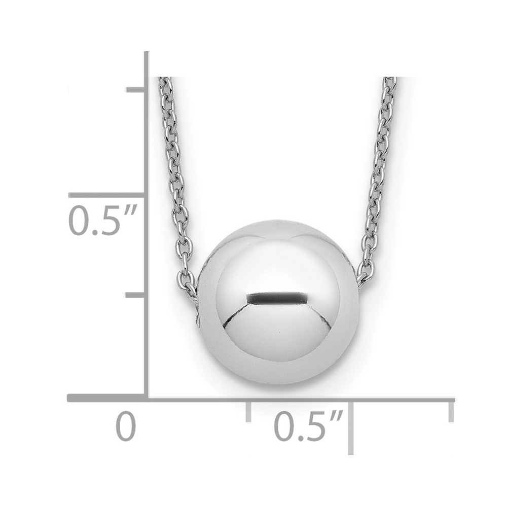 Sterling Silver Rhodium-plated Polished Bead Necklace 18 Inches