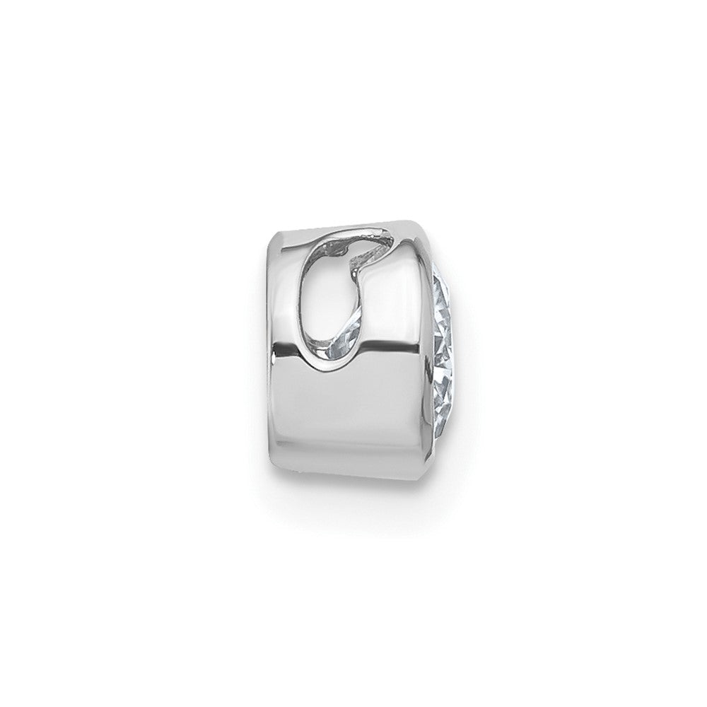14k White Gold Round Bezel G H I True Light Moissanite Chain Slide