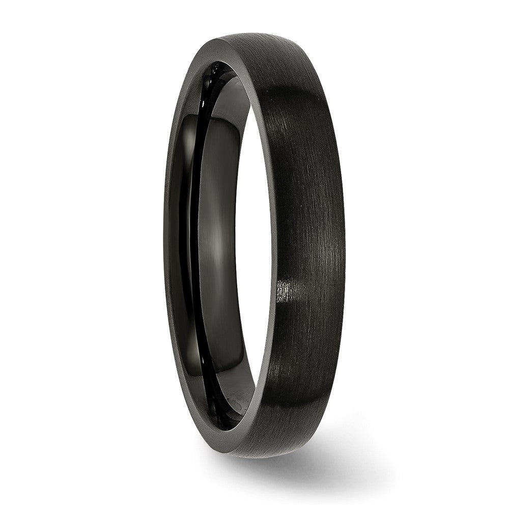 Stainless Steel 4mm Black IP-plated Brushed Band Size - 12