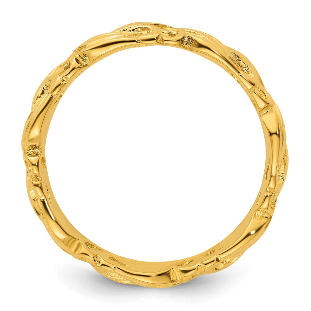 Sterling Silver Stackable Expressions Gold-plated Carved Band Size -8