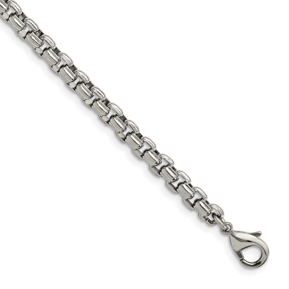 Stainless Steel Polished Fancy Box 8.5in Bracelet 8.25 inches