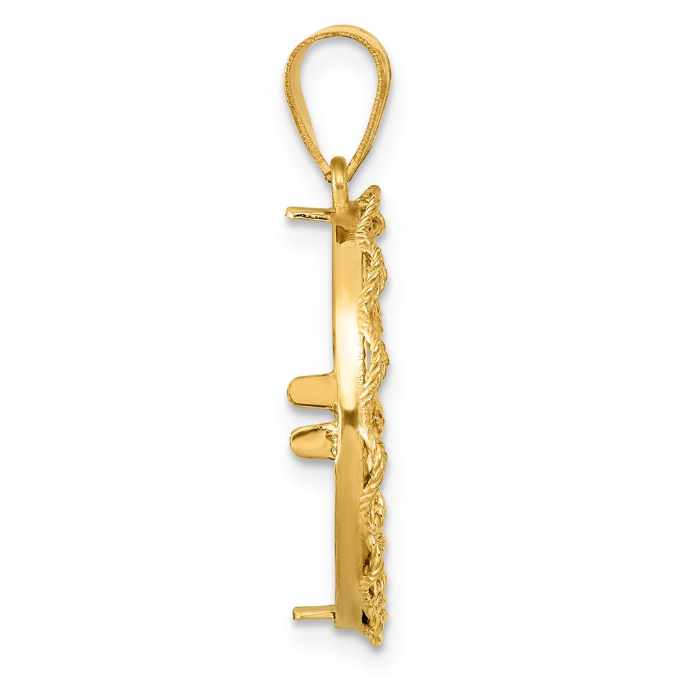 14k Diamond Cut Rope with 18.0mm Prong Coin Bezel Pendant