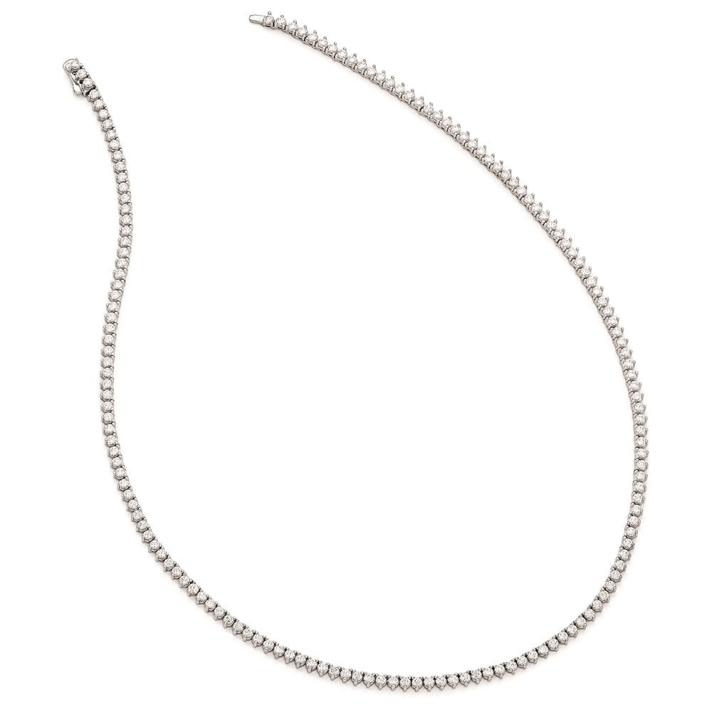 Sterling Shimmer Sterling Silver Rhodium-plated 18 inch 163 Stone CZ Riviera Necklace 18 Inches