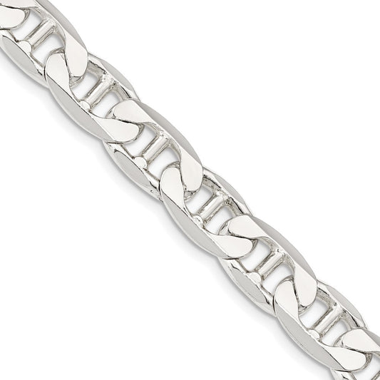 Sterling Silver 9.5mm Flat Anchor Chain 22 Inches