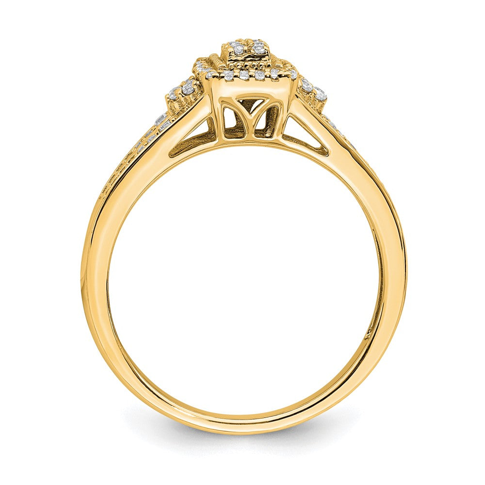 10k Yellow Gold Diamond Cluster Complete Engagement Ring