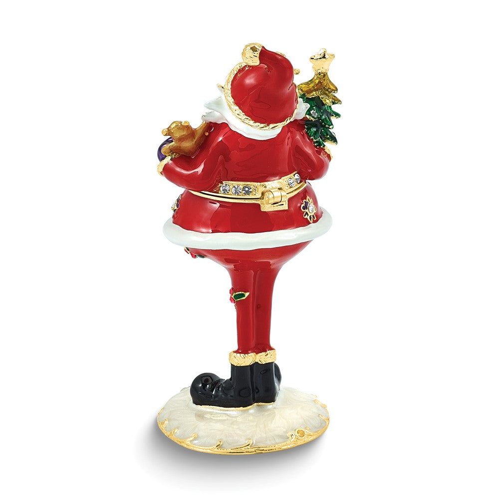 Luxury Giftware by Jere Bejeweled FATHER CHRISTMAS Santa Trinket Box with Matching 18 inch Necklace