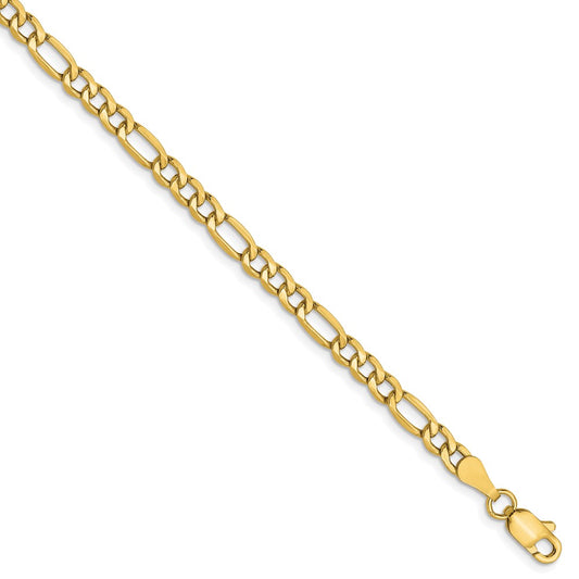 10K 3.5mm Semi-Solid Figaro Chain 7  inches