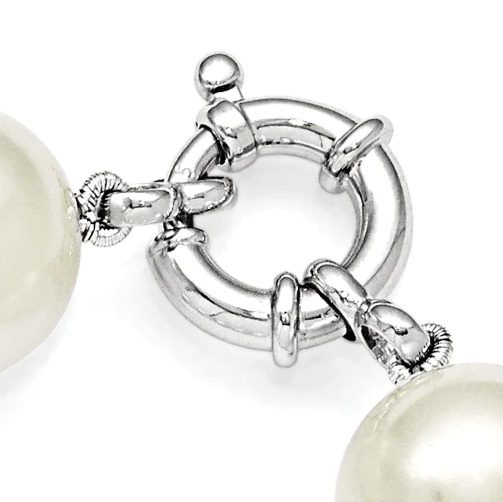 Majestik Sterling Silver Rhodium-plated 14-15mm White Imitation Shell Pearl Hand-knotted Necklace 18 Inches
