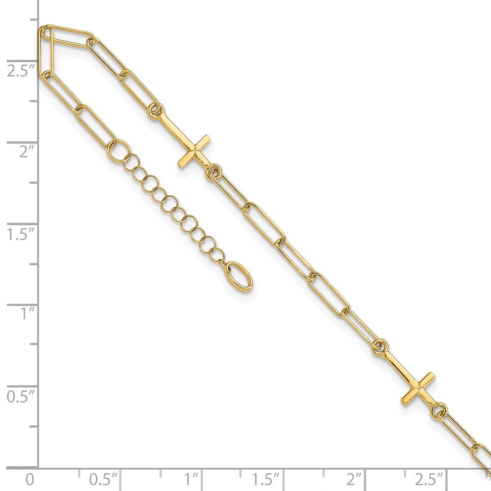 14K Cross Link with 1in. ext Anklet