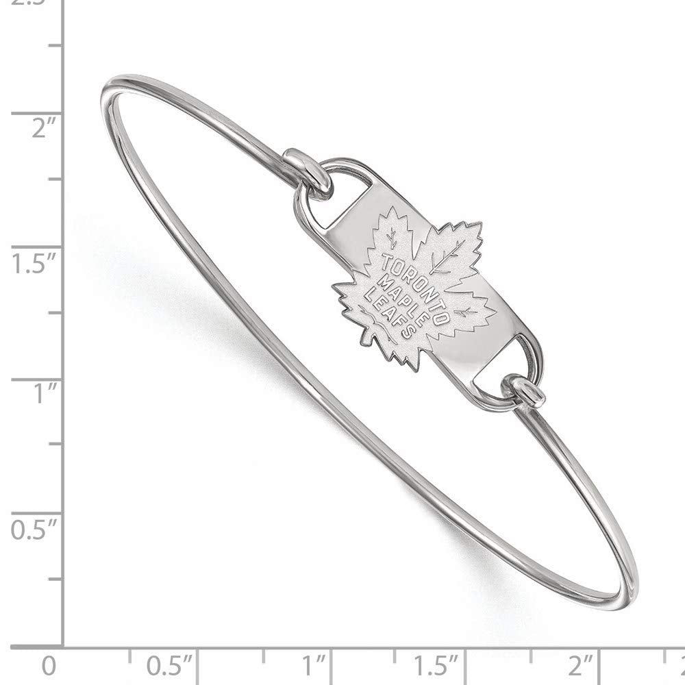 Sterling Silver Rhodium Plated NHL LogoArt Toronto Maple Leafs Wire Bangle