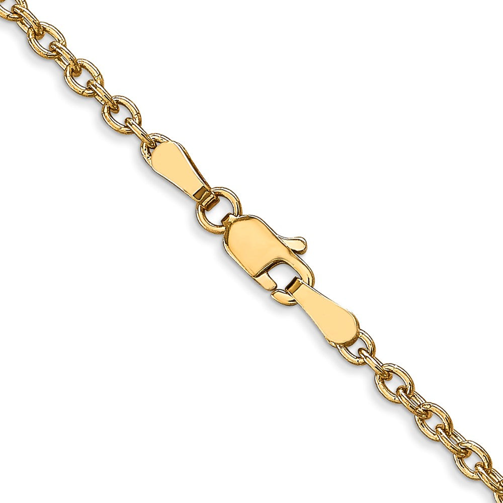14K 30 inch 2.4mm Round Open Link Cable with Lobster Clasp Chain