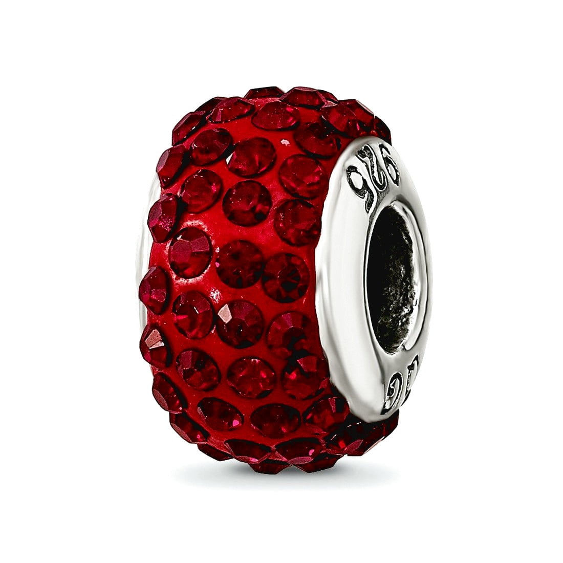 Sterling Silver Reflections January Full Red Preciosa Crystal Bead