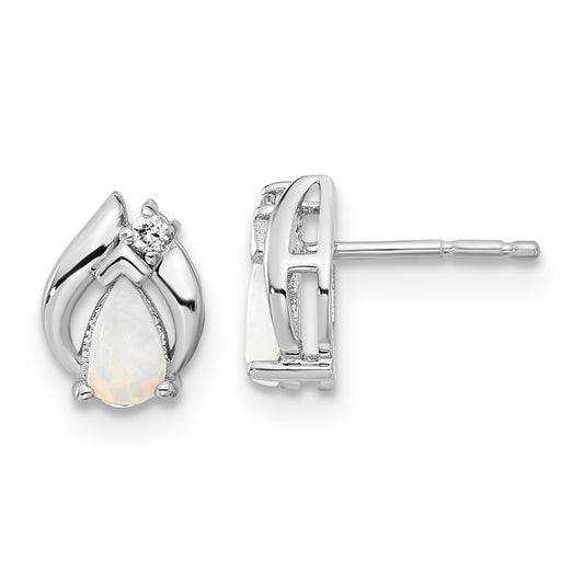 10kw Opal & Diamond Earrings; 2-5X3, 2-.01 - Stone:AA