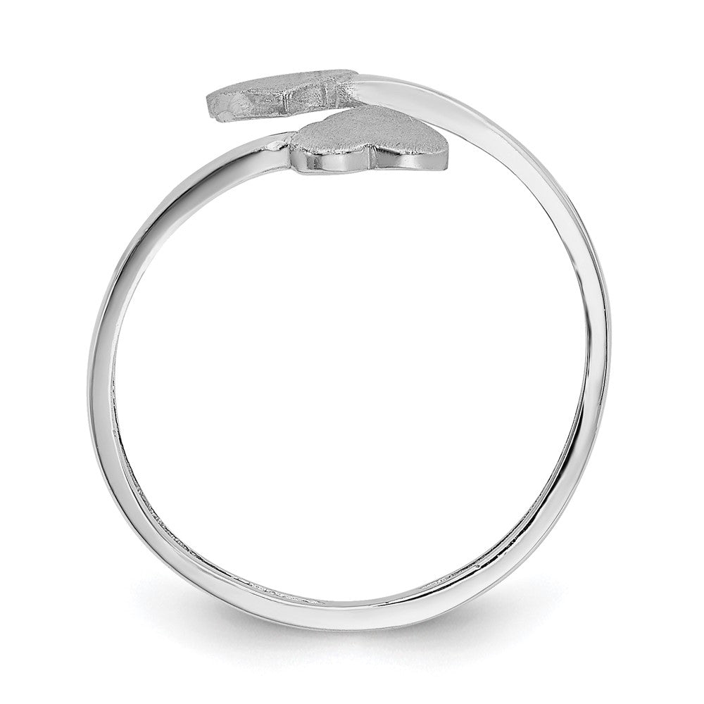 14k White Gold Double Heart Ring Size 4