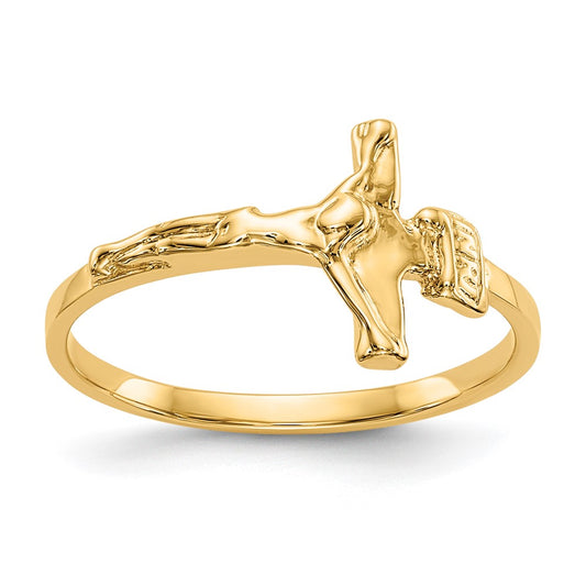 10k Childs Polished Crucifix Ring Size 4.25