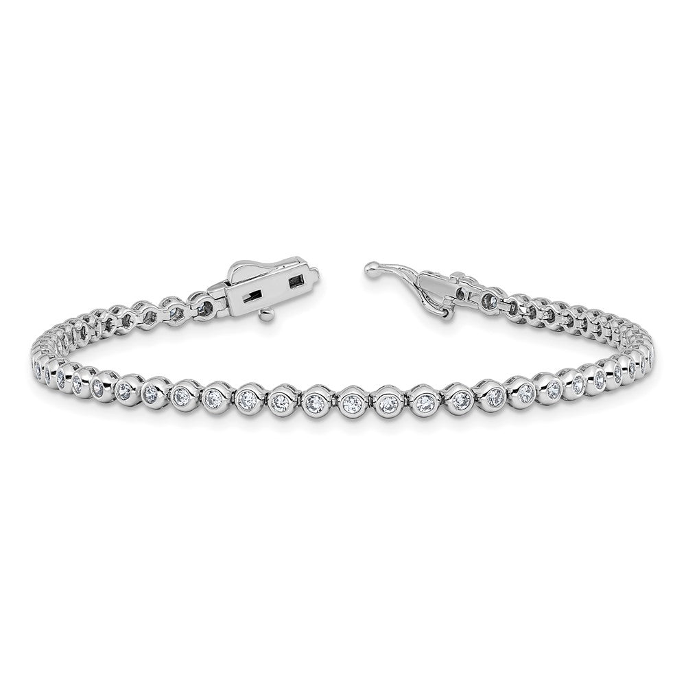 Sterling Shimmer Sterling Silver Rhodium-plated Bezel Set 1.7mm CZ 54 Stone 7 inch Bracelet 7 inches