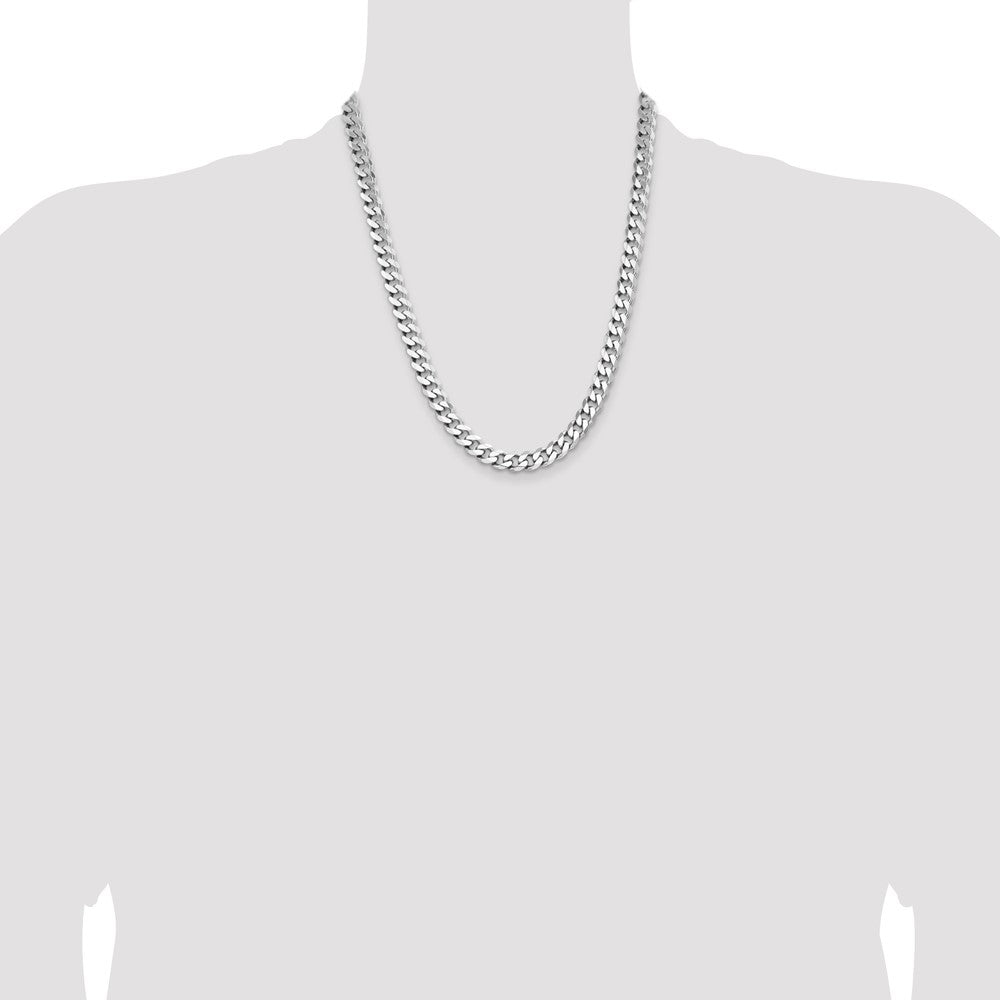 Sterling Silver Rhodium-plated 8.3mm Curb Chain 22 Inches