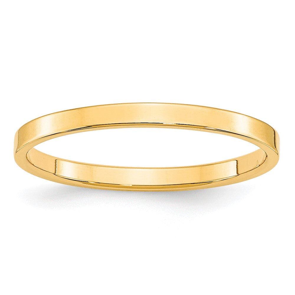 10k Yellow Gold 2mm Lightweight Flat Wedding Band Size 7.5