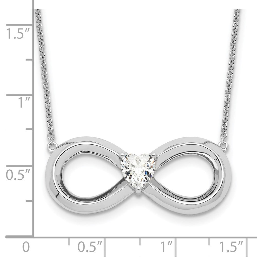 Sentimental Expressions Sterling Silver Rhodium-plated CZ Antiqued Forever 19in. Necklace 18 Inches