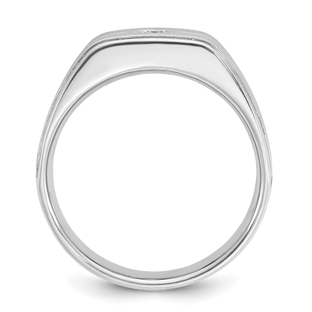 14k White Gold IBGoodman Men's Polished and Satin 1/5 carat Diamond Complete Ring