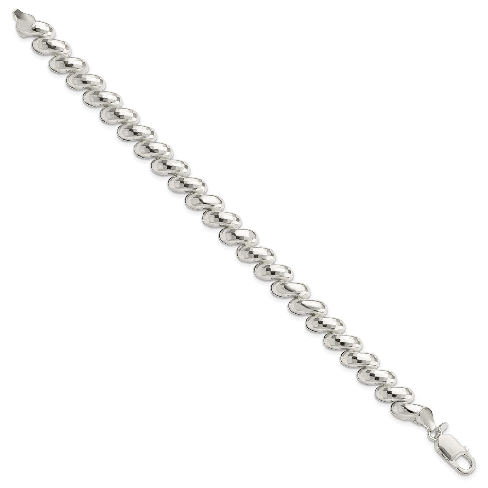 Sterling Silver Fancy Diamond-cut San Marco Bracelet 7.5 inches