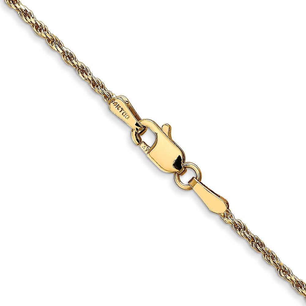 14K 22 inch 1.3mm Diamond-cut Solid Machine Made Rope with Lobster Clasp Chain