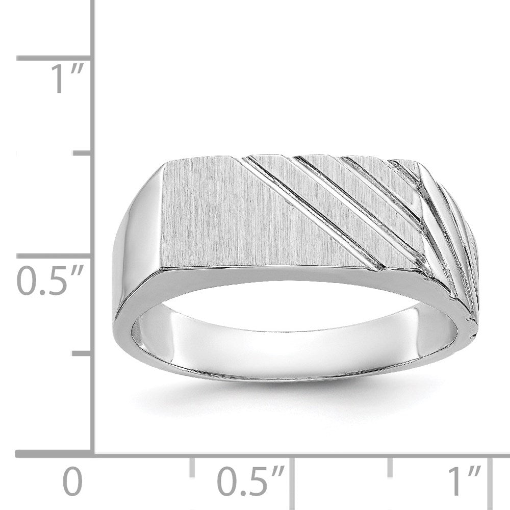14k White Gold 7.5mm x 16.3mm Open Back Men's Signet Ring Size 11