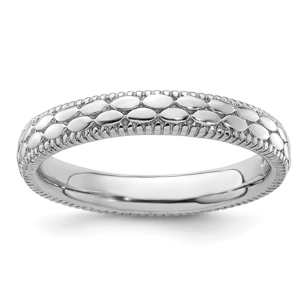 Sterling Silver Stackable Expressions Rhodium-plated Patterned Ring Size -5