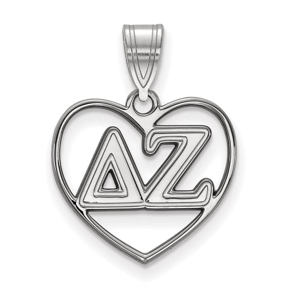 Sterling Silver Official Licensed Greek Sororities Delta Zeta (??) Heart Pendant
