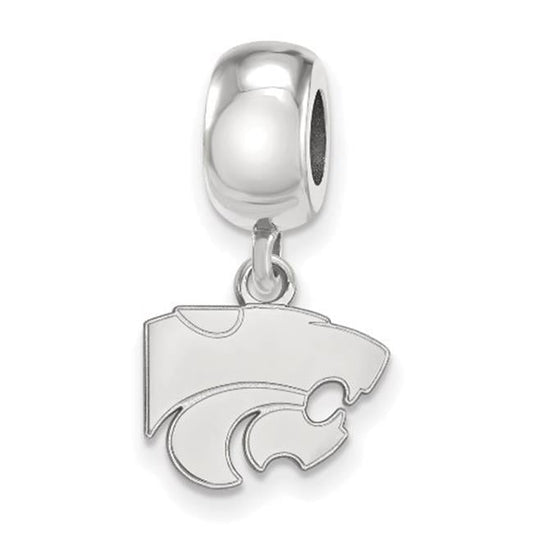 Sterling Silver Rhodium-plated LogoArt Kansas State University Wildcat Extra Small Dangle Bead Charm