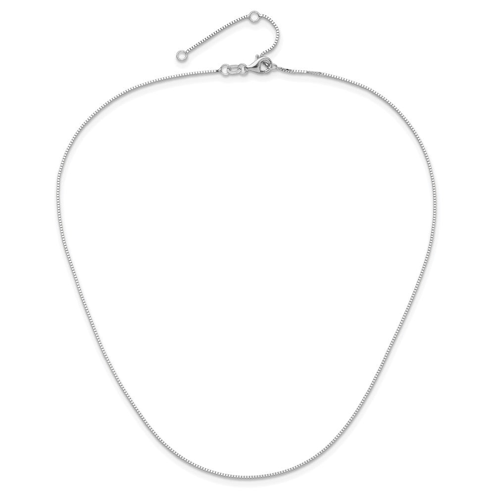 10k White Gold .85mm Box 1in+1in Adjustable Chain