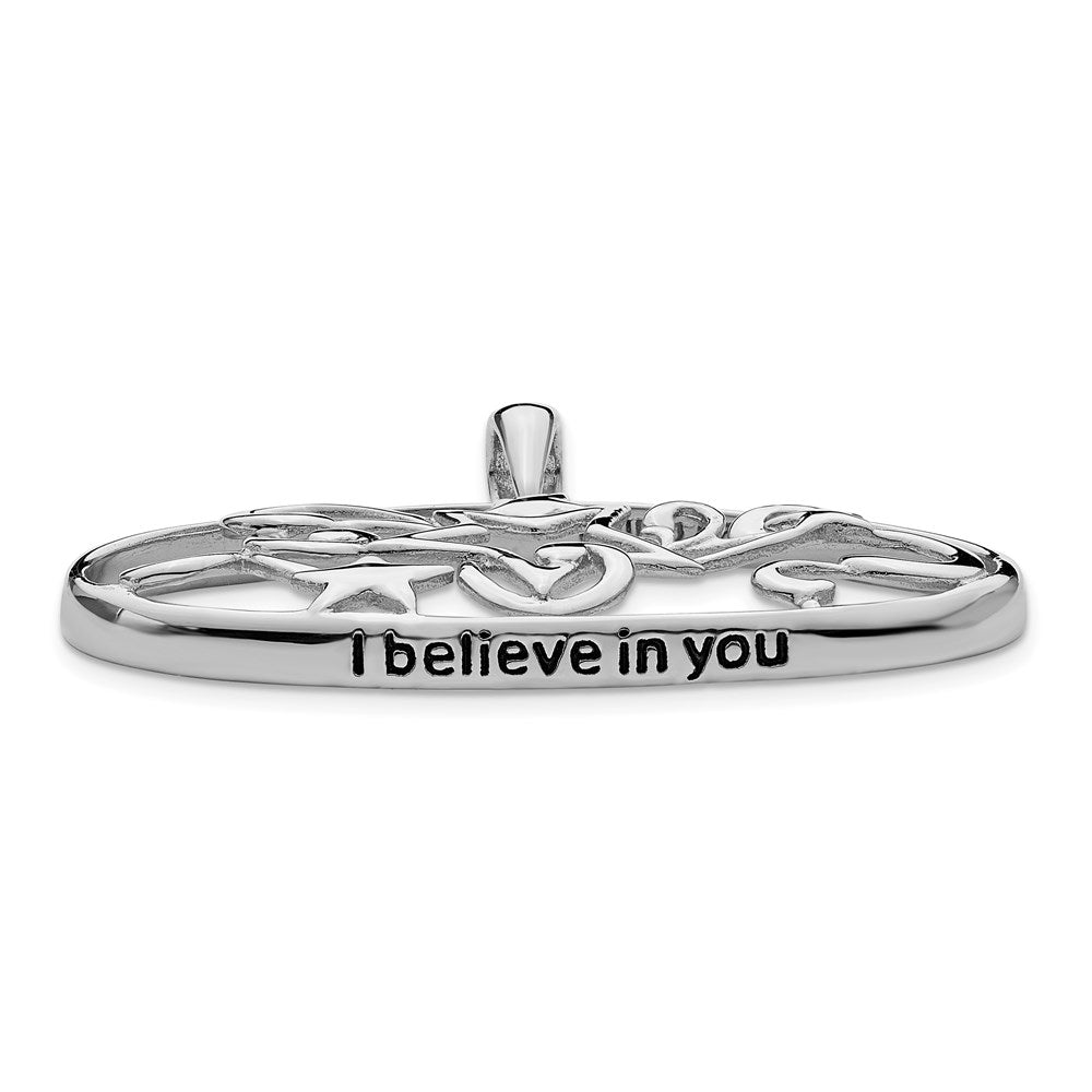 Sentimental Expressions Sterling Silver Rhodium-plated Antiqued I Believe In You 18in Star Necklace 18 Inches