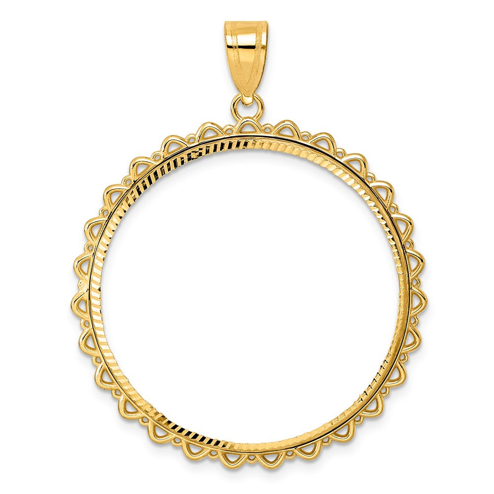 14k Diamond Cut Multi Arch with 32.7mm Prong Coin Bezel Pendant