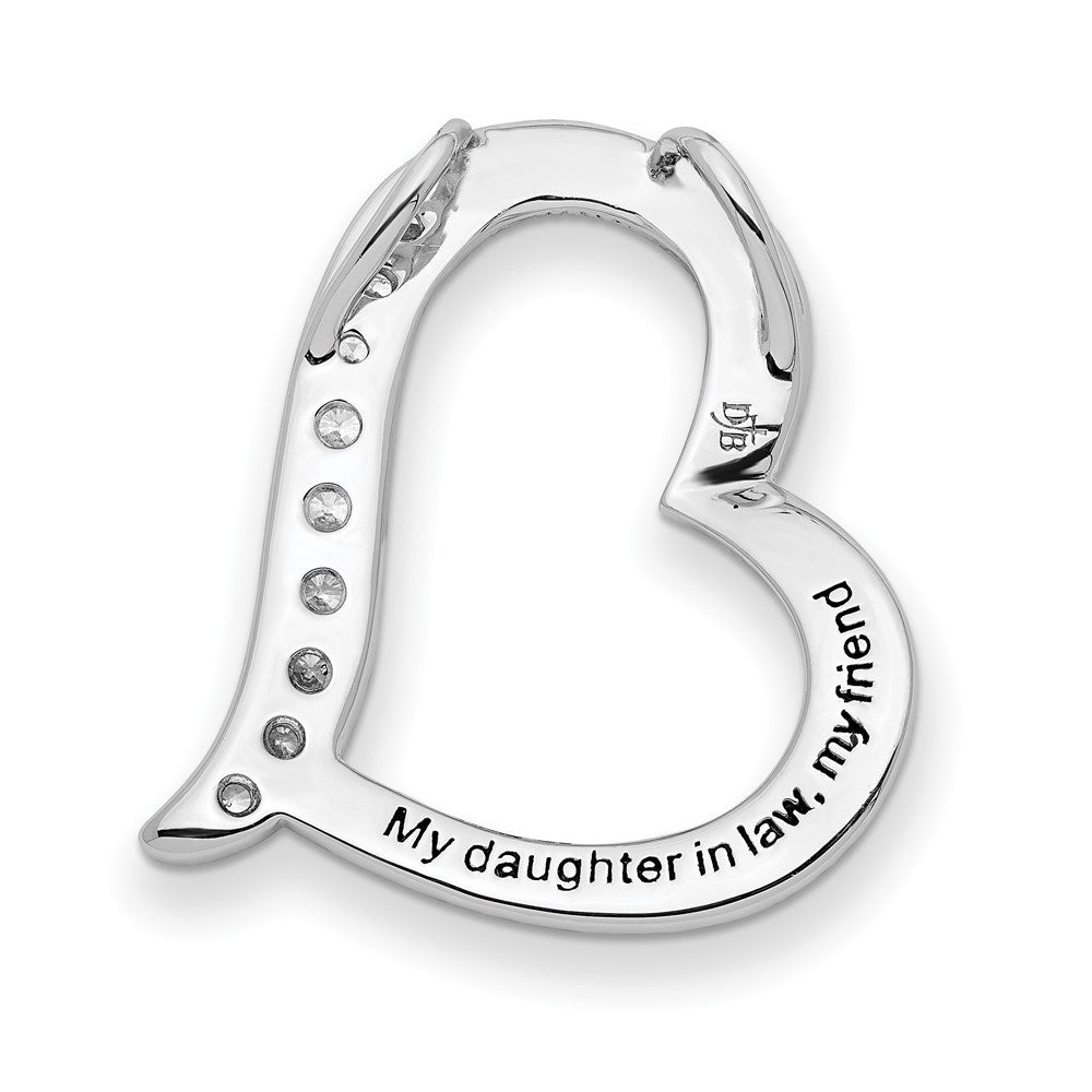 Sentimental Expressions Sterling Silver Rhodium-plated Antiqued CZ Daughter-In-Law 18in Necklace 18 Inches