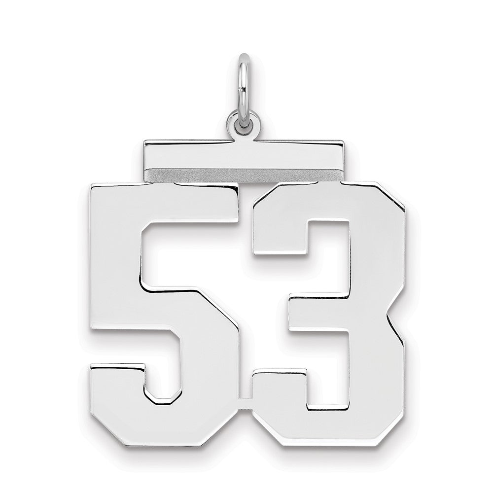 Sterling Silver/Rhodium-plated Polished Number 53 Charm